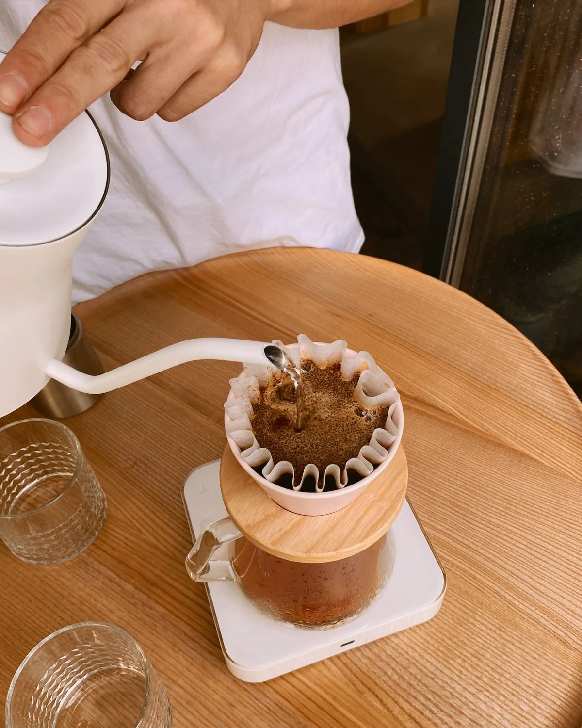 Pré-infusão do café coado